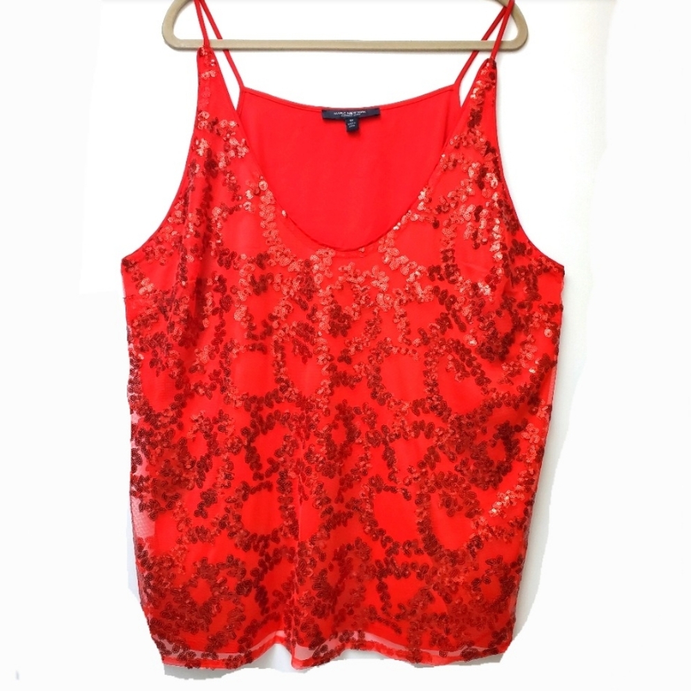 Marc New York Red Sequined Cami Top Size 3X Festive Holidays
